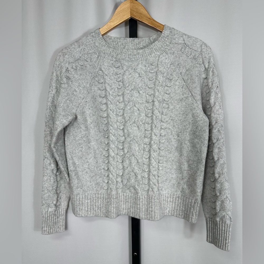 LOFT Cable Knit Sweater - Heather Gray - Size Small